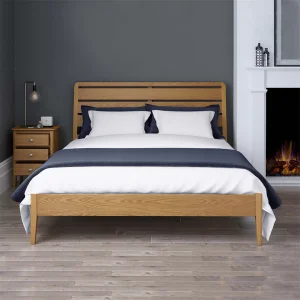 Cama de dormitorio de madera de roble macizo nórdica personalizada y a medida para adultos en tamaño doble, rey y reina