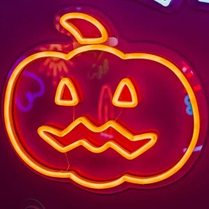 LED Neon Jack-O ′ -Lantern Halloween Pumpkins Orange and The Outline of Novel Light