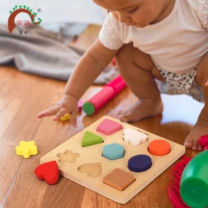 Wooden Geometry Building Blocks Shape Sorter