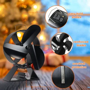 Superior Quality Stove Fan Heat Powered Wood 5 Blades Low Noise Eco-Friendly Promote Hot Air Circulation in Winter