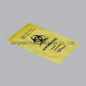6*9 Inch LDPE Disposable Resealable 4 Walls Biohazard Laboratory Yellow Film Specimen Bag with Back Pocket