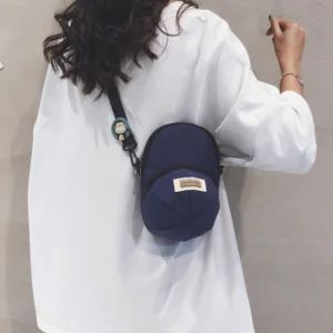 Summer Korean Ins Unisex Eco Friendly Nylon Crossbody Bag Niche Hat Style Single Shoulder Bag with Long Strap Zipper Phone Pouch
