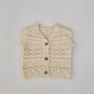 Autumn Infant Kids Boys Girls Sweater Knitwear Spring Clothes Baby Flower V Neck Knitted Cardigan Vest