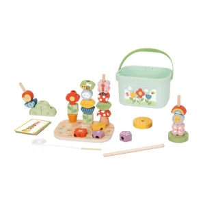 Wooden Garden Stacking Set Animal Lacing Toy Sensory Shape Sorting Montessori Educational Toys for Kids