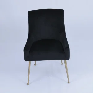 Japanese Design Brass Metal Leg Hotel Dining Chairs with Black Fabric