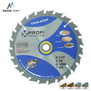 7-1/4'' Inch 185mm TCT Circular Saw Blade Thin Kerf For Wood Fast Cut ATB Teeth For Cordless Miter Table Saws Energy Efficient