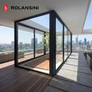 Rolansini AS2047 Factory Price Professional Manufacture Picture Black Aluminum Frame Full View Window Corner Fixed Window