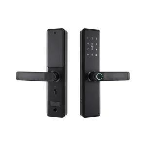 Fingerprint Key ID Card Password NFC Biometric Black Smart Door Lock for Home Hotel Apartment and Office Doors