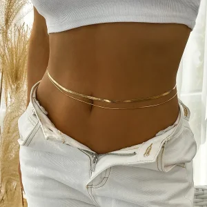 Body Chain Jewelry Stainless Steel 18K PVD Gold Plated Link Multi Layered Link Chain Bikini Minimalist Waist Belly Chain