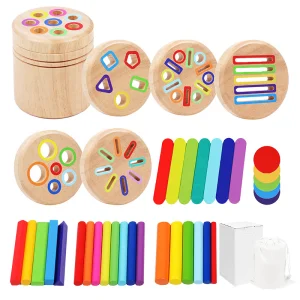 Kids Montessori Educational Toy Color Classification Cup Toddler Activities Fine Motor Skills Toy Children Wooden Toy Wholesale
