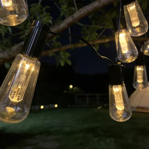 Luzes de Cordão Vintage Edison Solar - Luzes de Fada Retro para Exterior e Interior para Pátio, Festa, Casamento, Decoração de Natal