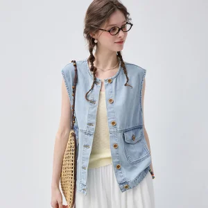 Light Blue Denim Vest Waistcoat