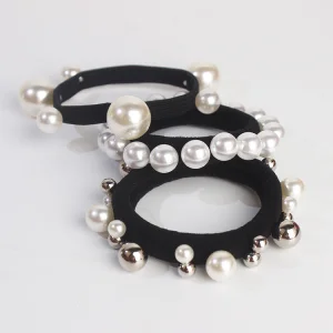 CLARMER High Quality Women New Hair Accessories Fashion Pearl Elastic Hair Tie