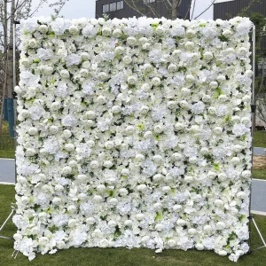 CE Certification 8ft x 8ft Custom 3D 5D Pink White Silk Peony Rose Hydrengea Backdrop Panel Wedding Decoration Artificial Flower Wall Manufacturer, Supplier