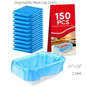 50PCS 21*22" بطانات بولي قابلة للتصرف لمعالجة اللحوم والخلط والنقل 2.5 بطانات صواني اللحم من ميلبلاستيك أكياس بولي إيثيلين مسطحة