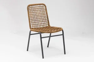Cheap Outdoor dining stackable aluminum rattan bistro chair