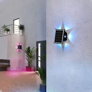 NEW Wall Lamp Solar Powered Outdoor Waterproof PHOTOELECTRIC INDUCTION Garden Lamp Fence Landscape RGB Solar Wall Lights