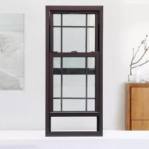 Ventanas de doble y simple hoja de aluminio con ruptura térmica personalizables de color negro, diseño vertical deslizante de estilo americano
