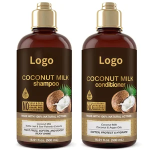 Coconut Oil Shampoo and Conditioner Dry Damaged Hair Smooth Deep Nourish Strengthen Herbal Milk Hair Scalp Care Set