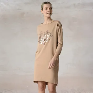 Fabricar Vestido Casual de Algodão com Moletom de Inverno para Mulheres, Pulôver de Manga Longa, Suéter com Capuz, Vestido Longo com Bordado de Lantejoulas