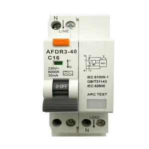 AFDD+RCBO 2MOD 1P+N 6A 10A 16A 32A 40A 6kA Arc fault detection device combined RCBO UKCA