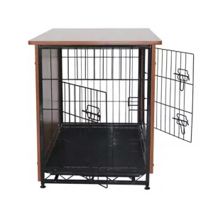 Indoor Wooden Dog Kennel Stylish Pet Crate Large Dog Cages with Easy Clean Removable Tray