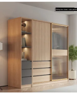 Tempered Glass Furniture Bedroom Sliding Door Wardrobe