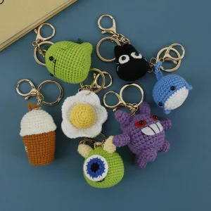Brinquedos de Animais de Crochê Amigurumi Tricotados à Mão, Chaveiro Fofo, Pingente de Bolsa, Charms Woven Sleutelhanger