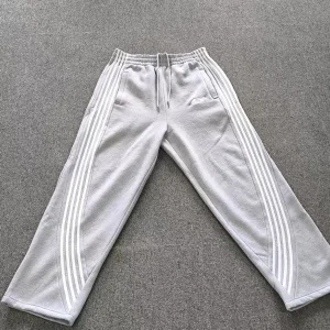Manufacturer Custom Baggy Heavyweight Flare Wide Leg Sweat Pant Acid Wash Sun Faded French Terry Oversize Striped Men Sweatpants