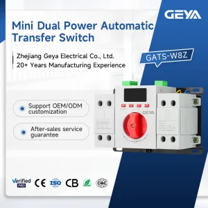 GEYA GATS-W8Z Small Size 220V 2P 3P 4P Changeover Switch ATS 10-63A Intelligent Display Dual Power Automatic Transfer Switch