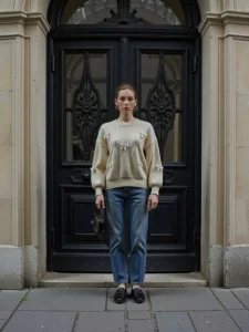Eco-Friendly Recycled Yarn Cable Knit Sweater Women, Sustainable Fashion, Hot Sale