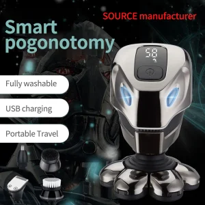 Seven Blades Bald Hair Clipper Robot Self-Help Bald Rechargeable Razor Electric Shaver for Men