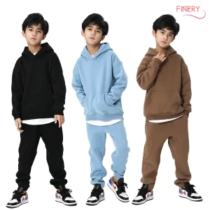 OEM 350GSM Personalizar 95%Cotton Ropa para Niños y Niñas Conjuntos de Sudaderas con Capucha de Manga Larga y Pantalones de Chándal Alta Calidad Ropa Infantil