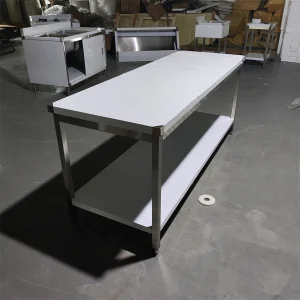 Heavy Duty 1.0mm Thickness Food Prepare Work Bench/Stainless Steel Splashback Kitchen Table with Under Shelf Factory