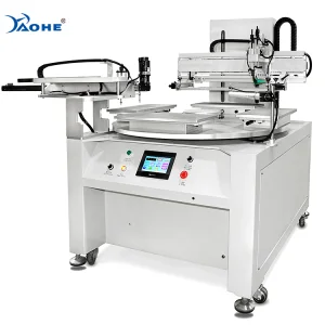 Pneumatic 2 Station Rotary Flatbed Silk Screen Printing Machine