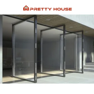 Commercial Glass Pivot Door Design Main Entrance Security Modern Entry Silver Aluminum Pivot Door Systems