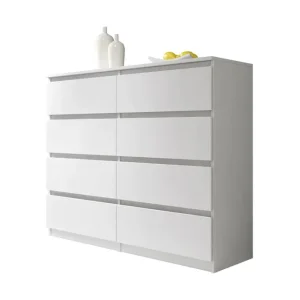 Customized Traditional High Gloss Melamine/Laminated Particle Board 8 Drawer Bedroom Chest of Drawers