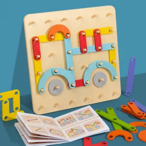 Montessori Versatile Shape Building Column Educational Toy Animals Nature Theme Wooden 40-Piece Jigsaw Puzzle for 4-6 Year Olds