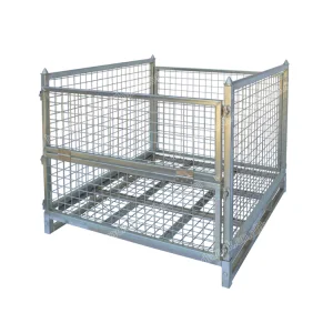 Guangdong Supplier Heavy Duty Collapsible Steel Metal Storage Pallet Mesh Cage