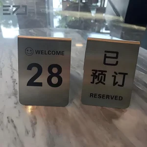 Ezd Restaurant VIP Number Logo V Shape Acrylic Table Reserved Sign Holder