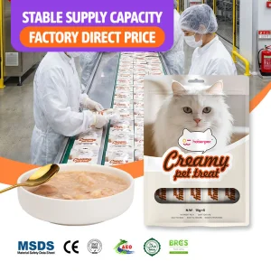 Alimento para gatos natural hipoalergénico de pato y pollo al por mayor, golosinas líquidas cremosas y lamedoras para gatos