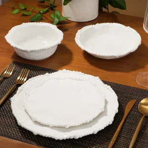 Conjunto de Louça de Cerâmica Branca 24PCS