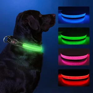 LED Light-Emitting Pet Dog Collar USB Dog Light Collar Night Safety Reminder Glowing Cat and Dog Collar
