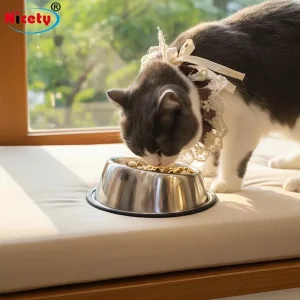 Wholesale Ergonomic Slanted Design Stainless Steel Pet Bowl