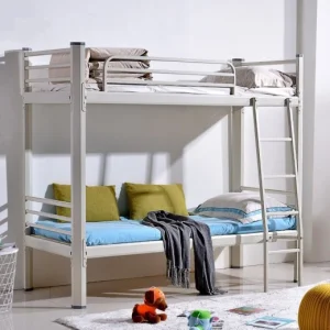 Modern Metal Space-Saving Strong Capacity Twin Over Bunk Bed for School Dormitory Use