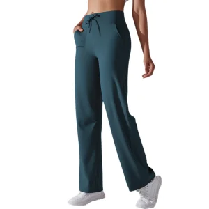 Extra Long High Waist Wide Leg Yoga Pants for Tall Women Fleece Lined Loose Fit Lounge Pants With Pockets