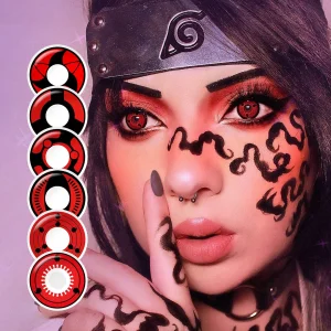 Free Shipping Pseyeche Red Eye Contacts Cosplay sharingan Contact Lenses Hollywood Soft Lens Halloween Contact Lens Crazy Lenses
