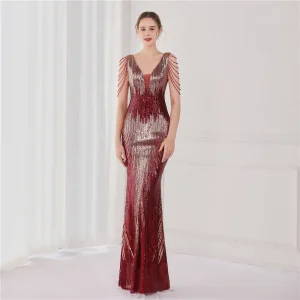 Checkered Sequin Mermaid Gown
