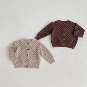 Spring Autumn Boys Girls Baby Fish Scale Knitted Cardigan Cotton Long Sleeve Newborn Sweater