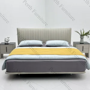 Cama moderna cuero genuino y metal